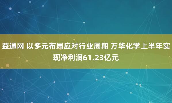 益通网 以多元布局应对行业周期 万华化学上半年实现净利润61.23亿元